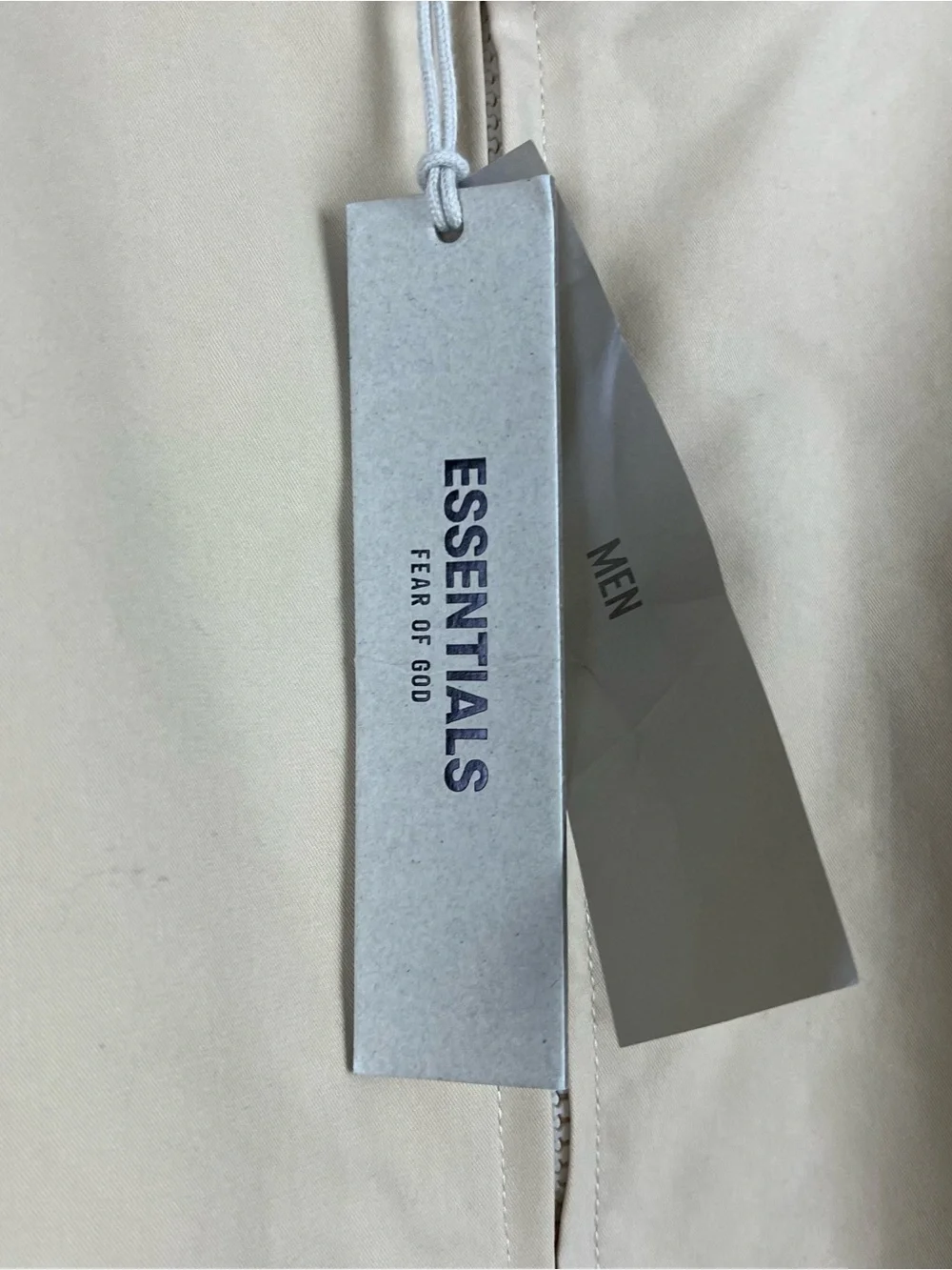 Fear Of God Essentials Full Zip Windbreaker Oversized Mens Medium NWT Beige